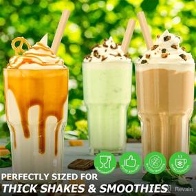 img 2 attached to 🥤 100 Pack of Large Wide Paper Straws for Milkshake, Smoothie, Icees, Frozen Drinks - 8.5" Long 0.4" Wide, Brown Kraft