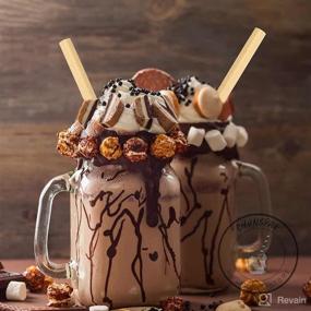 img 1 attached to 🥤 100 Pack of Large Wide Paper Straws for Milkshake, Smoothie, Icees, Frozen Drinks - 8.5" Long 0.4" Wide, Brown Kraft