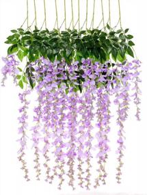 img 4 attached to Add A Touch Of Elegance To Your Home And Garden With 12-Pack Artificial Silk Wisteria Hanging Flowers In Light Purple