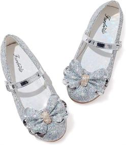 img 4 attached to Glitter Princess Uniform Platform Uin White Girls' Shoes : Flats