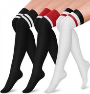 3 pairs over knee high compression socks for women - ideal for running, cycling & athletic activities logo