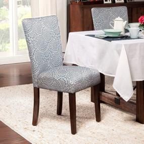 img 4 attached to Украсьте свою столовую с помощью стульев Parsons темно-синего цвета с цветочным принтом от HomePop — набор из 2 предметов!