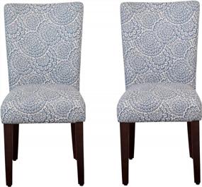 img 1 attached to Украсьте свою столовую с помощью стульев Parsons темно-синего цвета с цветочным принтом от HomePop — набор из 2 предметов!