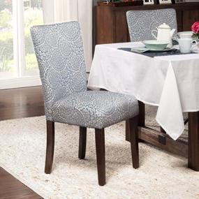 img 2 attached to Украсьте свою столовую с помощью стульев Parsons темно-синего цвета с цветочным принтом от HomePop — набор из 2 предметов!