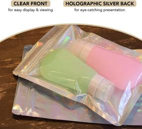 img 3 attached to 🛍️ 100Pcs Holographic Mylar Pouch Bags with Zip Lock and Tear Notch - Reusable, Resealable, Flat, Smell-Proof, Heat-Sealable Packaging for Home and Business, Food and Non-Food Retail - Yuugen Products - 5.9” x 8.6” Size