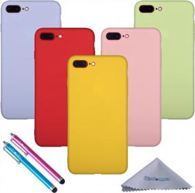 img 4 attached to Чехол для iPhone 8 Plus/7 Plus, Wisdompro 5 Pack Красочный мягкий гель TPU Slim Fit Защитный чехол для Apple IPhone 7 Plus и 8 Plus (зеленый, голубой, розовый, желтый, красный)