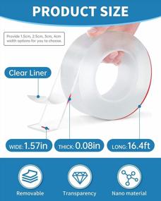 img 3 attached to Teskyer Heavy Duty Double Sided Mounting Tape - Strong Adhesive, Multipurpose, Removable & Reusable Transparent Tape (16.4Ft Per Roll, 1.57In Width) For Improved SEO