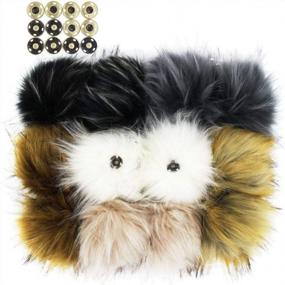 img 4 attached to 12-Pack Faux Raccoon Fur Pompoms With Press Button - 4.3In Popular Mix For Knitting Hats
