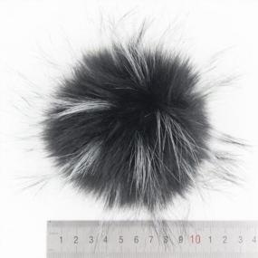 img 3 attached to 12-Pack Faux Raccoon Fur Pompoms With Press Button - 4.3In Popular Mix For Knitting Hats