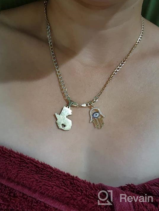 img 1 attached to 14K Gold Plated Hamsa Hand Necklace With White & Blue CZ - SLOONG Evil Eye Pendant For Women review by Brad Dotson
