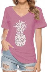 img 4 attached to Fashionable & Comfortable: Tobrief Women'S Short Sleeve V-Neck Shirts With Pocket.