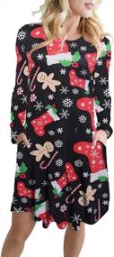 img 4 attached to Christmas Santa Claus Print Flared A-Line Dress For Women By LaSuiveur