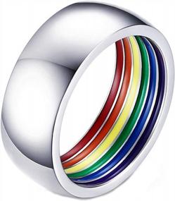 img 4 attached to Show Your Pride With Nanafast 8Mm Rainbow Enamel Stainless Steel Gay Pride Ring – Perfect For Men In The LGBTQ Community
