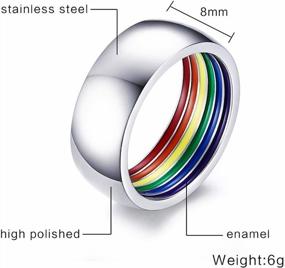 img 3 attached to Show Your Pride With Nanafast 8Mm Rainbow Enamel Stainless Steel Gay Pride Ring – Perfect For Men In The LGBTQ Community