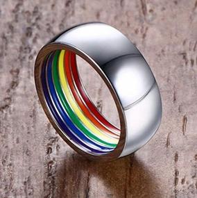 img 2 attached to Show Your Pride With Nanafast 8Mm Rainbow Enamel Stainless Steel Gay Pride Ring – Perfect For Men In The LGBTQ Community