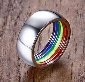 img 1 attached to Show Your Pride With Nanafast 8Mm Rainbow Enamel Stainless Steel Gay Pride Ring – Perfect For Men In The LGBTQ Community