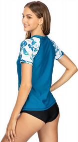 img 3 attached to AXESEA Ladies' Short Sleeve Rashguard Swim Shirt Providing UV Sun Protection Swimsuit Tops For Women