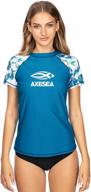 axesea ladies' short sleeve rashguard swim shirt providing uv sun protection swimsuit tops for women logo