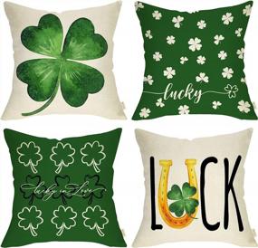 img 4 attached to Luck Of The Irish: Set Of 4 St. Patrick'S Day Decorative Pillow Covers With Green Clover, Shamrock And Horseshoe Design - Perfect For Patios, Porches, And Living Room Couches