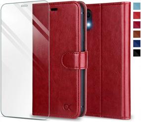 img 4 attached to Red Leather Wallet Flip Case For IPhone XR 6.1 Inch - Wireless Charging, TPU Shockproof Protection & Card Slot With Kickstand Feature.