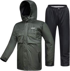 img 4 attached to 🌧️ ILM Men's Small Motorcycle Rain Suit - Waterproof, Wear Resistant, 6-Pocket 2-Piece Set (Army Green) - Jacket and Pants