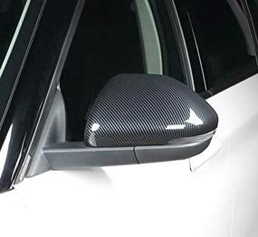 img 1 attached to Ford Explorer 2022 2021 2020 Side Mirror Caps Covers - Flash2Ning Carbon Fiber Pattern PLASTIC Exterior Accessory Sportive Athletic Trim, 1 Pair Set Of 2