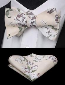 img 3 attached to 🌺 HISDERN Cotton Floral Printing Black Men's Accessories: Perfect for Ties, Cummerbunds & Pocket Squares