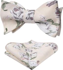 img 4 attached to 🌺 HISDERN Cotton Floral Printing Black Men's Accessories: Perfect for Ties, Cummerbunds & Pocket Squares