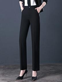img 3 attached to LISUEYNE Women'S Modern Fit Stretch Suit Pants With Pockets For Formal Office Wear