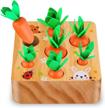 skyfield carrot harvest game wooden toy: educational shape sorting matching puzzle gift for baby boys & girls 1-3 years old - 7 size carrots montessori toy! logo