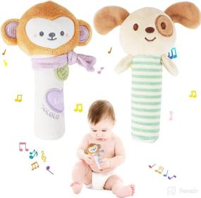 img 4 attached to 👶 Funsland Baby Rattles Toys: Soft Plush Hand Rattles for Infants - 2 Pack