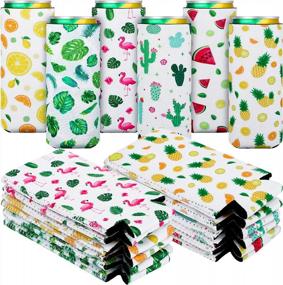 img 4 attached to 12-Piece Neoprene Can Cooler Sleeves - Perfect For Summer Beach Parties, Picnics & BBQs (6.5 X 3.3 Inch)