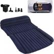 qdh suv air mattress: thickened car bed for comfort & convenience - portable inflatable with air-pump - camping blow up mattress (blue/black) logo