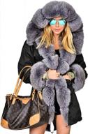 roiii women's warm winter hooded parka overcoat with faux fur trimmed jacket outwear logo
