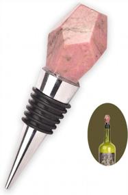 img 4 attached to Wine Bottle Stoppers Decorative Stones With Jewels Rhodochrosite Reusable Leak-Proof Irregular Stainless Steel Stopper For Wedding Gifts 1 Pcs 4