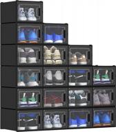 18 pcs yitahome xl shoe storage box - stackable organizers for all size shoes | black (x-large) logo
