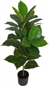 img 4 attached to BESAMENATURE Faux Tropical Rubber Tree Plant - Perfect For Office Or Home Decoration!