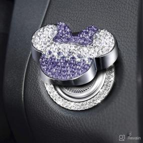 img 4 attached to Pangpai Car Cute Push to Start Button Cover: Bling Crystal Engine Start Stop Button Cover in Purple - Perfect Car Decoration Interior Sticker for Women & Girls