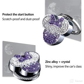 img 2 attached to Pangpai Car Cute Push to Start Button Cover: Bling Crystal Engine Start Stop Button Cover in Purple - Perfect Car Decoration Interior Sticker for Women & Girls