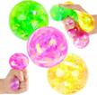 colorful glitter filled anti-stress balls for kids and adults - calming tool for anxiety relief, improved focus, and soft hand grip pressure ball novelty logo