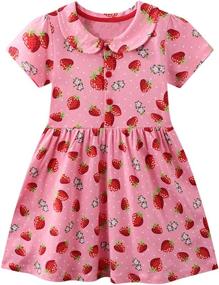 img 4 attached to Ucoolbila Rabirtal Toddler Cartoon Striped Girls' Clothing in Dresses