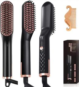 img 4 attached to Wirhaut Beard Hair Straightening Brush For Men And Women - Anti-Scald Electric Ionic Heated Beard Hair Straightening Comb - Hair Styler Electric Hot Comb For Home And Travel
