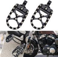 🔧 black cnc wide foot pegs - goldfire offroad, 360° rotating mx chopper bobber style; compatible with hd dyna sportster fatboy iron 883 (black) логотип