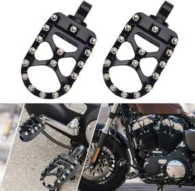 img 4 attached to 🔧 Black CNC Wide Foot Pegs - Goldfire Offroad, 360° Rotating MX Chopper Bobber Style; Compatible with HD Dyna Sportster Fatboy Iron 883 (Black)