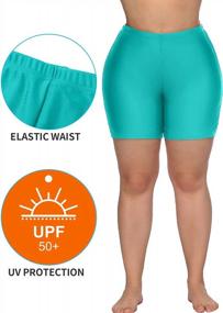img 2 attached to High-Waisted Boyleg Swim Bottoms For Women - Plus Size Swim Shorts By ATTRACO