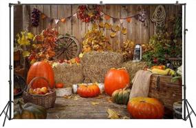 img 3 attached to HUAYI Autumn Thanksgiving Day Backdrop Wood House Photography Background Banner Countryside Hayrick Pumpkin Maples Decorations Portrait Photoshoots Newborn Children Photo Studio Background Prop W-4283