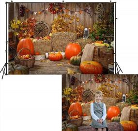 img 1 attached to HUAYI Autumn Thanksgiving Day Backdrop Wood House Photography Background Banner Countryside Hayrick Pumpkin Maples Decorations Portrait Photoshoots Newborn Children Photo Studio Background Prop W-4283