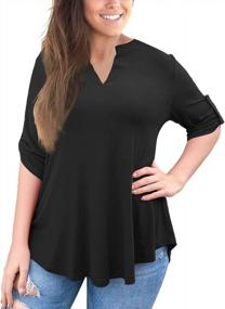 img 3 attached to A.Jesdani Women'S Plus Size Tops 3/4 Roll Sleeve Shirts V Neck Blouses Tunic Top