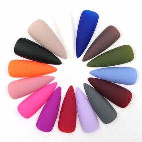img 3 attached to LoveOurHome 300Pc Matte Stiletto Press On Nails Long Pointy Colored Fake Nail Tips Full Cover French Artificial Fingernails 15 Colors For Women Teen Grils Manicure Design