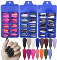 loveourhome 300pc matte stiletto press on nails длинные заостренные цветные накладные ногти полное покрытие французские искусственные ногти 15 цветов для женщин-подростков маникюрный дизайн логотип